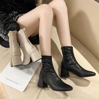 Bốt nữ cao thấp da mềm lót lông siêu xinh, Giày boot nữ mũi vuông đế cao 6 phân dễ phối đồ MSP 888 MIMI(FULL BOX)