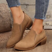 Bốt nữ cổ ngắn da lộn gót vuông chun cổ (36-42)