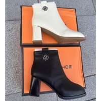 Bốt  nữ da bóng phối 2 màu siêu xinh, Boot thấp cổ nữ phong cách MSP 2209 MIMI