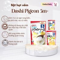 Bột Nước Dùng Hạt Nêm Dashi Pigeon Cho Bé 5m+ Tháng Tuổi Gói 50g Ăn Dặm Đủ 3 Vị Cá Bào Rong Biển, Gà Phoomai, Rau Củ