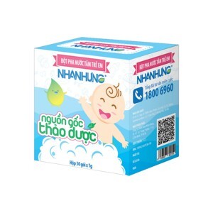 Bột pha nước tắm trẻ em nhân hưng hộp lớn 30 gói 1g