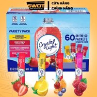 Bột pha nước trái cây Crystal Light Mỹ mix 4 vị, Bột nước trái cây thơm ngon thượng hạng, bổ dưỡng