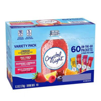 BỘT PHA NƯỚC TRÁI CÂY KHÔNG ĐƯỜNG CRYSTAL LIGHT POWDERED DRINK MIX VARIETY PACK 60 gói