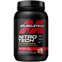Bột protein MuscleTech Nitro Tech 100% Whey Gold hương dâu bánh ngọt 2.03 lbs (921 g)