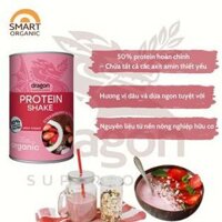 Bột protein thực vật hữu cơ vị dâu dừa (Organic Protein Shake Strawberry and Coconut) - Dragon Superfoods - 450g