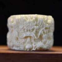 Bột răng mặt dây chuyền hình rồng chạm khắc bằng ngà voi Mammoth vây răng