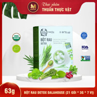 Bột Rau Detox Dalahouse 63g 21 gói 3g, 7 vị - Loại Bỏ Độc Tố, Phòng Ngừa Táo Bón, Hỗ Trợ Tiêu Hóa Tốt, Tăng Cường Sức Đề Kháng, Tạo Năng Lượng Hoạt Động, Bổ Sung Nhiều Chất Xơ Từ Rau Xanh, Đẹp Da, Giữ Dáng