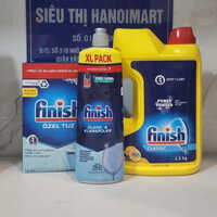 Bột rửa bát Finish 2.5kg + Muối rửa ly Finish 1.2kg + 750ml Nước bóng chén Finish dùng cho Máy rửa chén bát ly