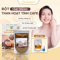 Bột tắm trắng than hoạt tính cafe 300g tặng tẩy tế bào chết và vitamin B1 cho da mặt và body