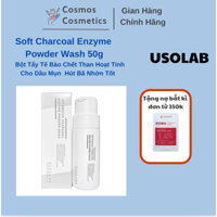 Bột Tẩy Tế Bào Chết Than Hoạt Tính Cho Dầu Mụn USOLAB 50g - Soft Charcoal Enzyme Powder Wash Hút Bã Nhờn Tốt