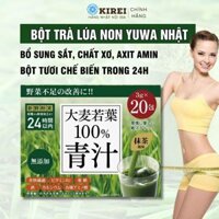 Bột trà lúa non YUWA, 100% bột tươi từ lá non của lúa mạch Nhật Bản nguyên chất bổ sung sắt và chất xơ (Hộp 20 gói)