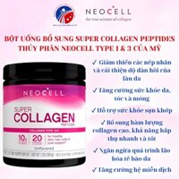 Bột Uống Bổ Sung Collagen Thủy Phân Super Collagen Peptides Neocell Type 1 & 3 Hộp 200G Của Mỹ