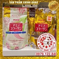 Bột uống bổ sung Collagen Meiji hồng/ vàng premium/ xanh thêm ca canxi Nhật bản