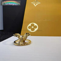 {Boutique} Nhẫn kim loại Monogram Logo chữ kim cương Nhẫn rộng Mặt vàng dát đồng thau mạ vàng Hàn Quốc 2025 Nhẫn nữ không phai màu mới Quà tặng sinh nhật 00191