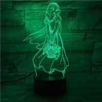 Boutiquespace 3D Illusion Lamp Led Night Light Fairy Tale The Princess Snow White Best Gift for Girl Who Will Change Color for Interior Decoration