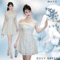 [Bovy Dress] Đầm WAYO thiết kế trễ vai ren hoa phối voan cao cấp dự tiệc sang trọng