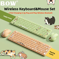 Bow Chủ Đề Chính Hãng Bluetooth Không Dây 2.4g Im Lặng Bàn Phím Sạc Bộ Chuột Thích Hợp Cho Laptop Bé Gái MK392L-2