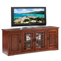 BOWERY HILL Mission 60" TV Stand Console Solid Wood with Cabinet Door Storage in Oak