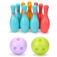 Bowling đặt cho trẻ em, nội thất hoặc ngoài trời, Skittles cho bé trai và bé gái 3, 4, 5, 6 tuổi, 10 thùng bowling và 2 quả bóng