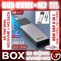 Box Di động Box Nvme - Box SSD SanZang Hỗ trợ Dual M2.NVMe + M2.SATA SSD 10Gbps USB 3.2 - Vỏ nhôm Aluminum