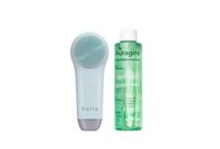 Box Máy Rửa Mặt Halio Multi-task Cleansing & Massaging Device 5 in 1 - Ice Blue và Toner The Auragins Gentle Brightening 150ml
