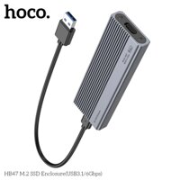 Box ổ cứng SSD M2 Sata Hoco HB47 chất liệu hợp kim nhôm tốc độ 6Gbps (đọc 400MB/s, ghi 400MB/s).