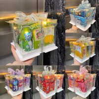 Box quà FULL BÁNH KẸO Mini - Size 18x18x13cm - NHIỀU MÀU (Kèm thiệp)