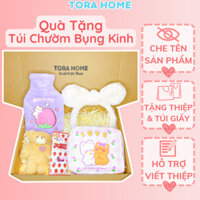 Box quà tâm lý tặng bạn gái túi chườm ấm giảm đau bụng kinh 2 lớp với kẹo socola dâu Meiji Nhật Bản ngọt ngào Tora Home