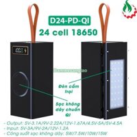 Box sạc dự phòng 24 cell 18650 (D24-PD-QI) sạc nhanh 22.5W - Qi 15W có lò xo