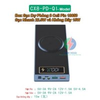 Box sạc dự phòng 8 cell pin CX8 sạc nhanh QC,PD,VOOC 3.0 (22.5W), sạc nhanh không dây (15W) từ tính (Không gồm pin)
