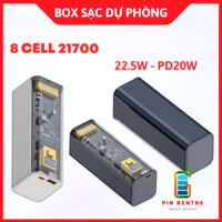 Box Sạc Dự Phòng Trong Suốt 22.5W Sử Dụng 8 Pin 21700 ( Chưa Pin )