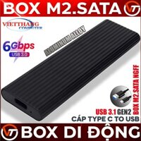Box SSD M2.SATA 6Gbps USB 3.1 Gen2 Hợp kim nhôm Aluminum Mầu Đen Black ( Không hỗ trợ SSD M2.NVME )