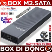 Box SSD M2.SATA Unionsine 6Gbps USB 3.1 Giao thức M2.SATA ( Không hỗ trợ SSD M2.NVME )