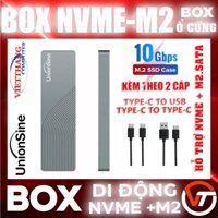 Box SSD UnionSine Hỗ trợ Dual M2.NVMe + M2.SATA SSD 10Gbps USB3.1 Giao thức M2 2242 2260 2280 - Vỏ nhôm Aluminum