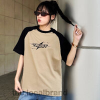 Boxy Tee Raglan Unisex Couple Áo Thun Cặp Đôi Nam Nữ Local Brand TNC Phông Nâu Đen Basic Phối Tay Đen Form Rộng In Chữ