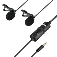 BOYA BY-M1DM Dual Omni-directional Lavalier Microphone Lapel Clip-on Condenser Microphone for Canon Nikon Sony DSLR Camera Camcorder for iPhone Samsung Huawei Smartphone Audio Recorders PC & Other Recording Deceives