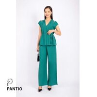 BQD72669 - Quần công sở vải thô dáng suông ống rộng cạp rời - PANTIO