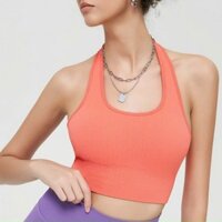 Bra gân yếm, áo tập thể thao, đồ tập gym, yoga, pilates, có mút ngực, cổ yếm hở lưng