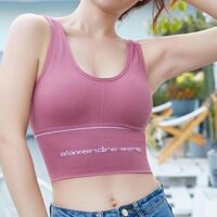 Bra sát nách có mút đệm tập gym yoga ,tập thể thao co giãn 4 chiều - Hồng,Freesize &lt;55kg