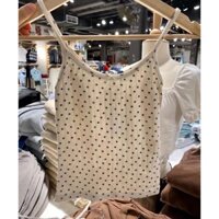 Brandy bm Mới Áo Hai Dây cotton Nguyên Chất Phối Ren Thắt Nơ In Hoa Kiểu Mỹ Gợi Cảm Thời Trang Cho Nữ