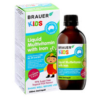 Brauer Kids Liquid Multivitamin With Iron, hỗ trợ tăng cường sức đề kháng