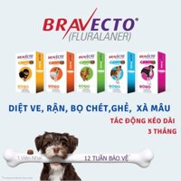 Bravecto Viên nhai vị thịt bò cho chó từ 2-56kg diệt ve, rận, bọ chét, ghẻ, xà mâu