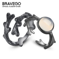 Bravego 1 Cặp Retro Đen Gai Nhẫn Đôi Phụ Nữ Nhẫn Đá Mặt Trăng Mở Điều Chỉnh Người Yêu Nhẫn Nhẫn Ngày Valentine Trang Sức Quà Tặng