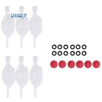 Brew Airlock Kit Chai nhựa Airlock Van kiểm tra 6 Airlock và 12 vòng niêm phong để lên men, bia, rượu vang, Sauerkraut
