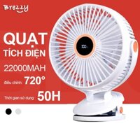 BREZZY ( MẪU MỚI 2024) 22000MAH Quạt Tích Hợp Đèn Ngủ Cao Cấp,Quạt để bàn siêu bền, quạt tích điện ,Quạt Mini kẹp bàn Tích Điện Pin 50giờ liên tục, quạt kẹp kết hợp đèn ngủ, Quạt Tích Điện Kẹp Bàn, 720 Độ