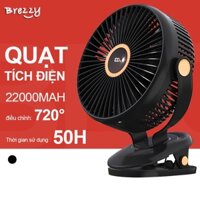 BREZZY ( MẪU MỚI 2024)Quạt Tích Hợp Đèn Ngủ Cao Cấp,Quạt để bàn siêu bền, quạt tích điện ,Quạt Mini kẹp bàn Tích Điện Pin 22000mAh 50giờ liên tục, quạt kẹp kết hợp đèn ngủ, Quạt Tích Điện Kẹp Bàn, 720 Độ