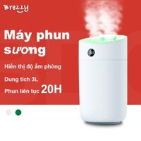 BREZZY Máy tạo độ ẩm không khí Humidifier, Máy phun sương tạo ẩm xông tinh dầu X12, dung tích 3L, tạo độ ẩm phòng điều hòa