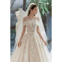 [Bridal mall]  Váy cưới tùng bồng kiểu dáng hiện đại, váy cưới "Quốc Dân", màu da luxury HM09