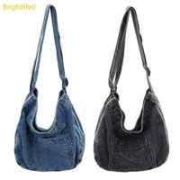 Brigh Hàn Quốc Hợp Thời Trang Denim Túi Đeo Vai Dung Tích Lớn Túi Xách Vải Jean Rửa Túi Đeo Ngang Cho Nữ Và