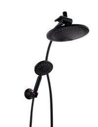 Bright Showers Rain Shower head with Handheld Combo Set Includes Wall Mount Suction Bracket, 3-Way Water Diverter Mount, 5 ft. Shower Hose (9 Inch ...